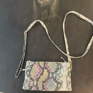 Snakeskin Crossbody Purse- Black, White, Pink Snake Pattern